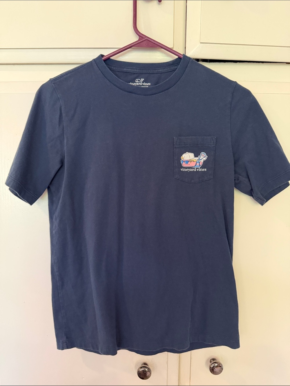 Vineyard Vines Navy Pocket Tee with Whale Patch